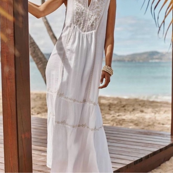 J.Jill Embroidered Gauze Tiered Dress - Picture 2 of 9